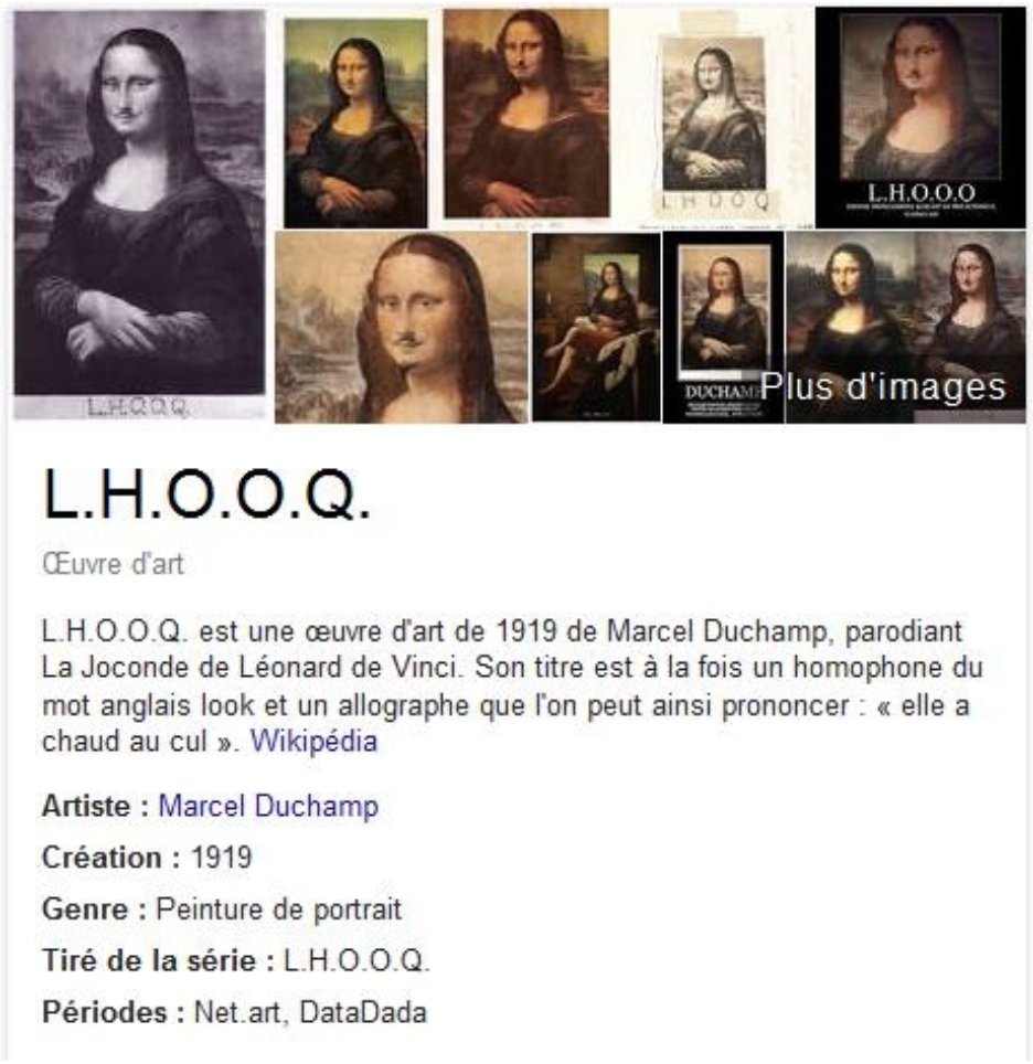 Google H.O.O.Q, capture d'écran Google